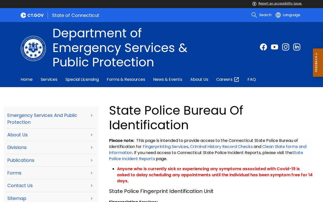 Stamford criminal history SPBI record checks