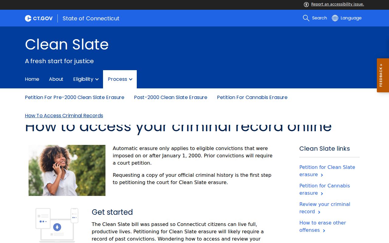 Stamford criminal history Clean Slate record access