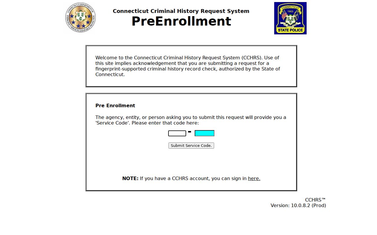 Stamford criminal history CCHRS pre-enrollment